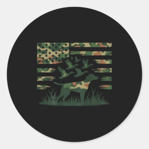 Youth Camo Mallard Duck Hunting Dog Camouflage Ame Classic Round Sticker