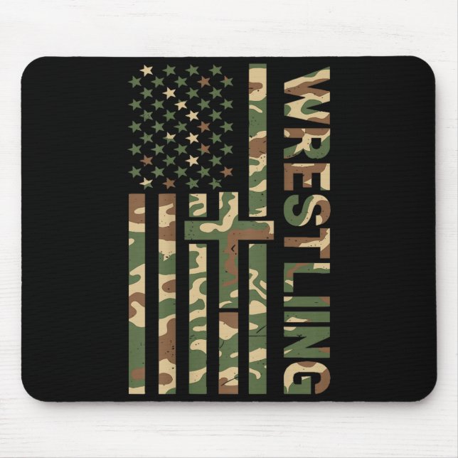 Youth Camo Wrestling American Flag Us Patriotic Bo Mouse Pad (Front)