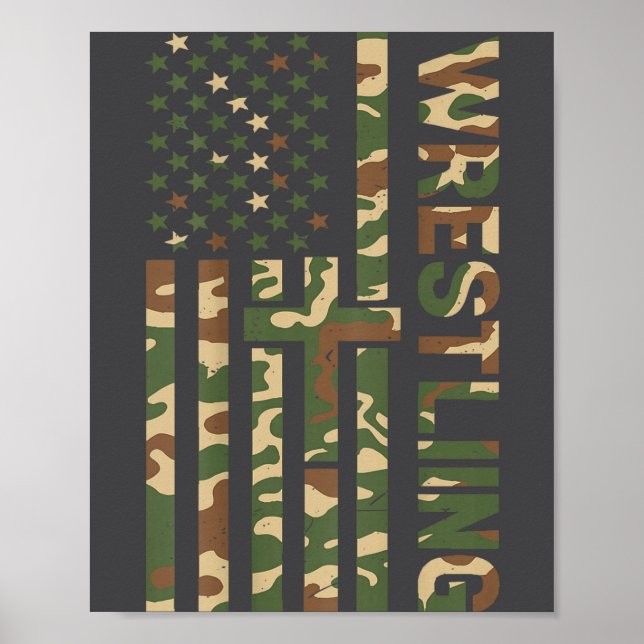 Youth Camo Wrestling American Flag Us Patriotic Bo Poster (Front)