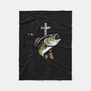 Youth christian fishing camo got faith pass the fleece blanket