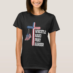 Youth Christian Wrestling Wrestle Hard Pray Harder T-Shirt