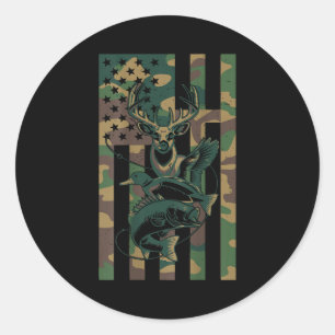 Youth Cross Camo Hunting Fishing B Deer Duck Camou Classic Round Sticker