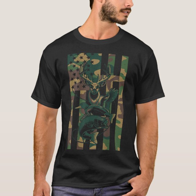Youth Cross Camo Hunting Fishing B Deer Duck Camou T-Shirt (Front)