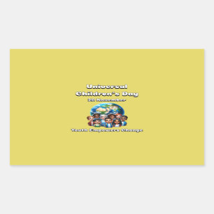 Youth Empowers Change. Universal Children's Day. Rectangular Sticker