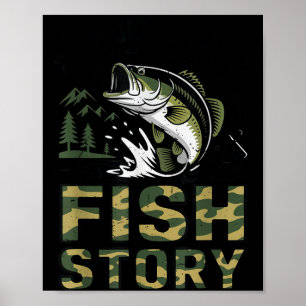 Youth Even Jesus Had Fish Story Camo Bass Fishing Poster
