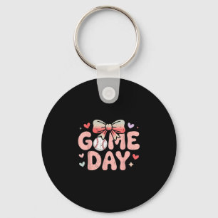 Youth girl baseball sister toddler cute game day key ring