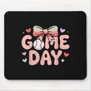 Youth girl baseball sister toddler cute game day mouse pad