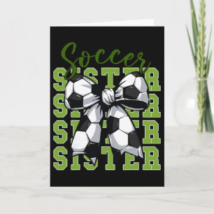 Youth Girl Soccer Sister Coquette Bow Soccer Cute Card