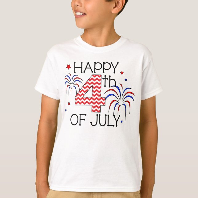 Youth Happy 4th of July T-Shirt (Front)