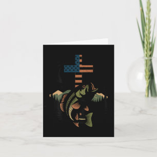 Youth hunting faith fishing cross camo christian card