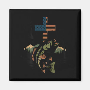Youth hunting faith fishing cross camo christian magnet