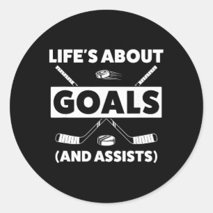 Youth Ice Hockey Design For Boys Life's About Goal Classic Round Sticker
