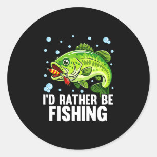 Youth id be fishing-boy bass fish funny fishing classic round sticker