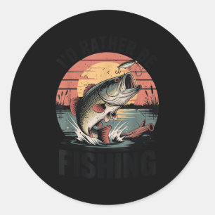 Youth I'd Rather Be Fishing-shirt Boy Largemouth B Classic Round Sticker