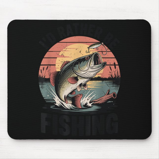 Youth I'd Rather Be Fishing-shirt Boy Largemouth B Mouse Pad (Front)