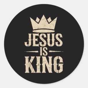 Youth Jesus Christ Is King Christian Men God Son T Classic Round Sticker