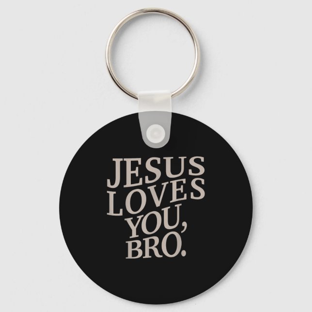 Youth Jesus Loves You Bro Funny Christian Boy Kids Key Ring (Front)