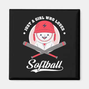 Youth Kids Softll League Just A Girl Who Loves Sof Magnet
