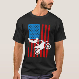 Youth Motorcycle Usa Flag Dirt Bike Racing Kids Gi T-Shirt