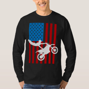 Youth Motorcycle USA Flag Dirt Bike Racing Kids Gi T-Shirt