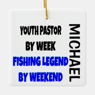 Youth Pastor Loves Fishing CUSTOM Ceramic Ornament