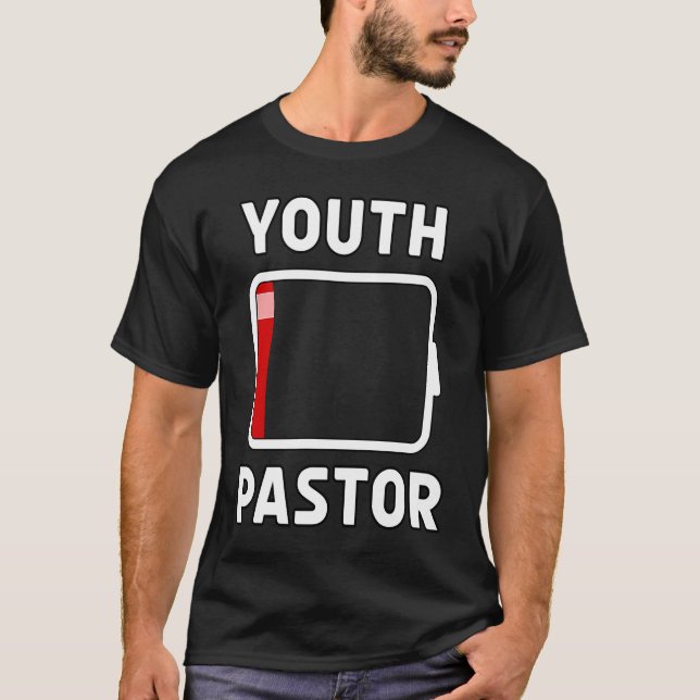 Youth Pastor Low Battery Energy  Church Camp Minis T-Shirt (Front)