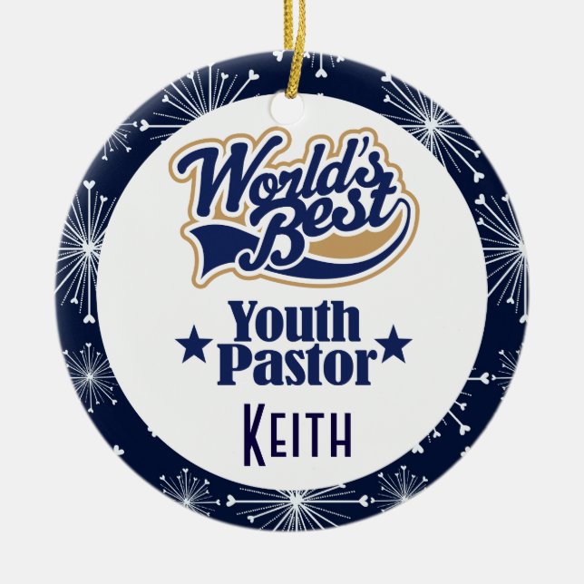 Youth Pastor Personalised Gift Ornament (Front)
