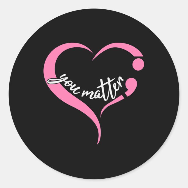 Youth Problem Semicolon Mental Health And Suicide  Classic Round Sticker (Front)