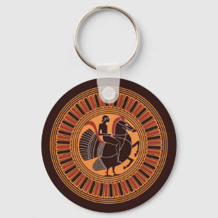 Youth Riding A Mythical Hippalektryon Key Ring
