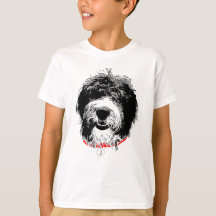 Youth Sheepadoodle T-Shirt, Customisable Initial