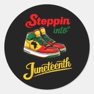 Youth Shoes Steppin Into Juneteenth African Americ Classic Round Sticker