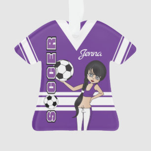 Youth Soccer Cute Girl   Purple Ornament