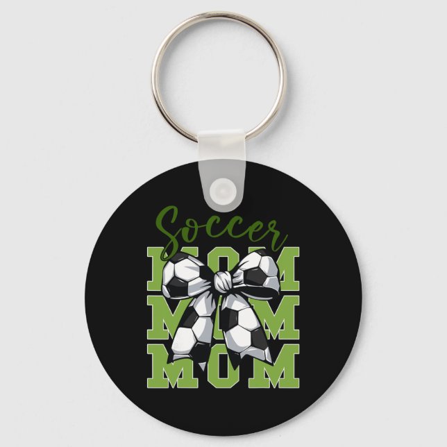 Youth Soccer Mom Coquette Bow Cute Sister Toddler  Key Ring (Front)