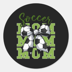 Youth Soccer Mum Coquette Bow Cute Sister Toddler Classic Round Sticker