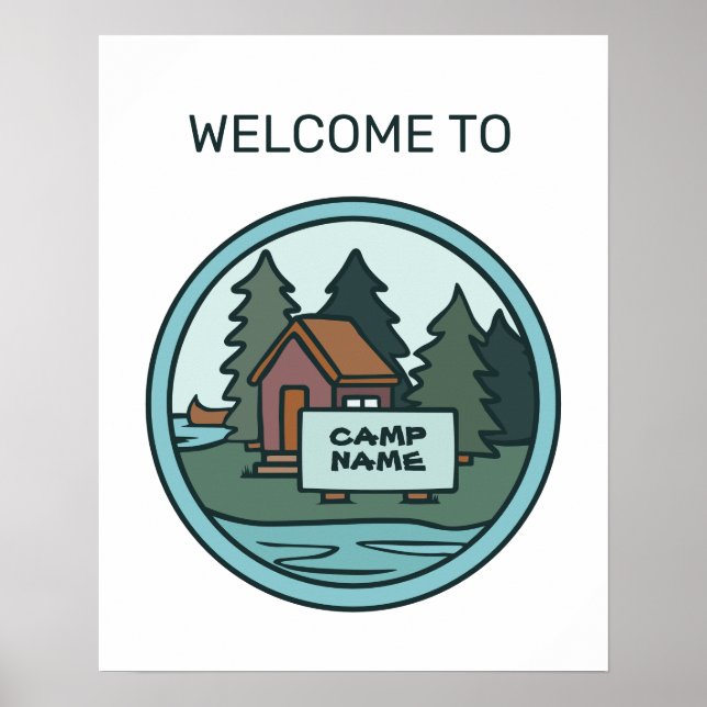 Youth summer camp island cabin w/custom sign (Front)