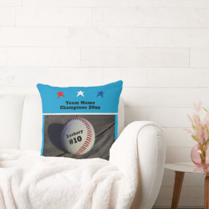 Youth Team Baseball Name Number Stars Cushion