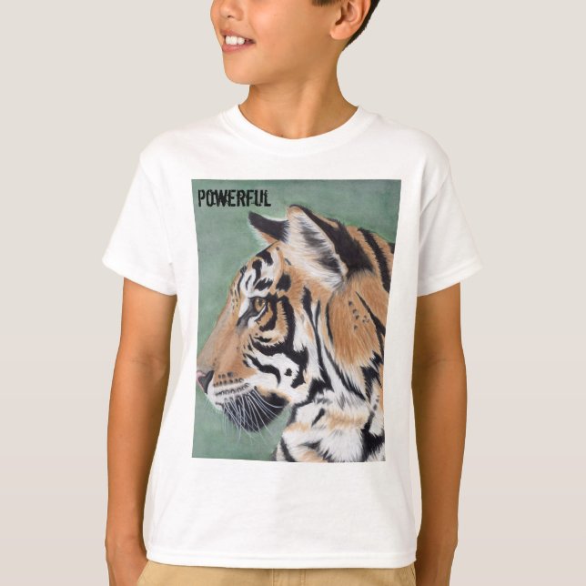 Youth Tshirt Powerful Tiger  Boys Shirt (Front)