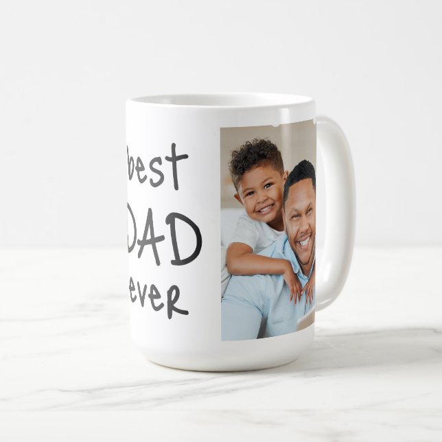 Youthful BEST DAD EVER 2 Photos Custom Colour Coffee Mug (Front Right)