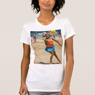 Youthful Excitement in Beach Tennis T-Shirt