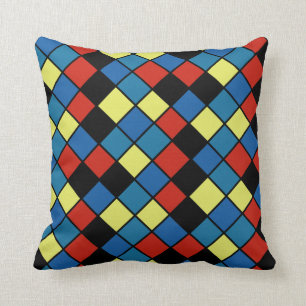 Youthful Trend Colored Tiles Smaller Print Cushion
