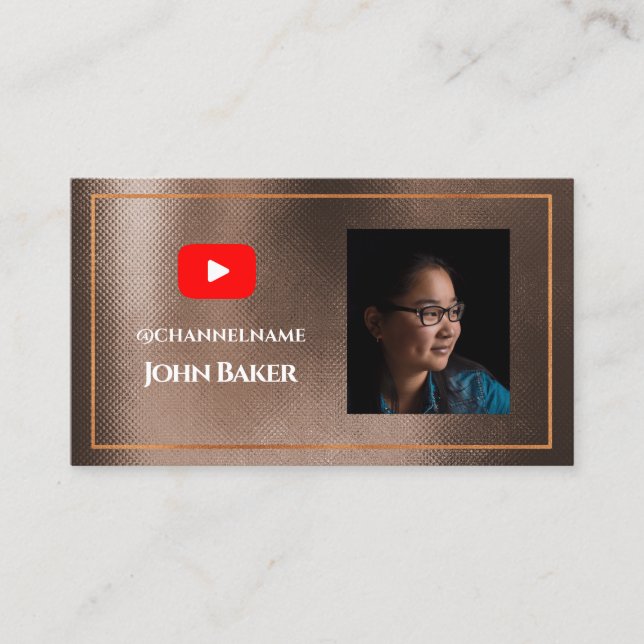 YOUTUBE Channel Advertisement QR Code Photo Business Card (Front)