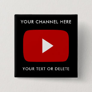 Youtube Channel Name and Text Custom Black Square 15 Cm Square Badge