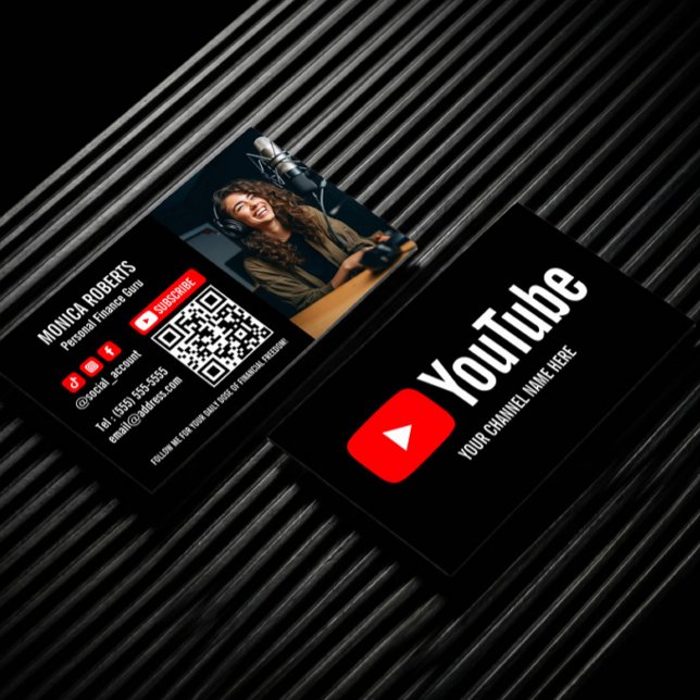 YOUTUBE CREATOR PODCASTER SUBSCRIBE QRCODE PHOTO BUSINESS CARD (Creator Uploaded)