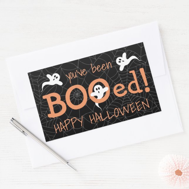 You've Been Booed Cute Ghost Halloween Candy Treat Rectangular Sticker (Envelope)