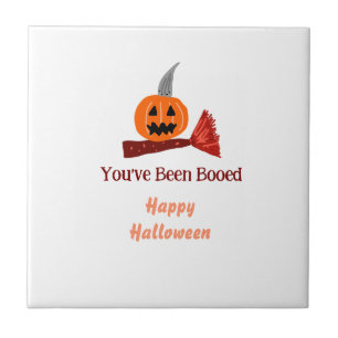 You've been Booed happy Halloween pumpink broom sc Ceramic Tile