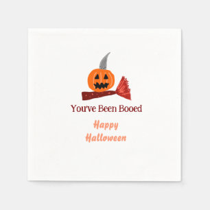 You've been Booed happy Halloween pumpink broom sc Napkin