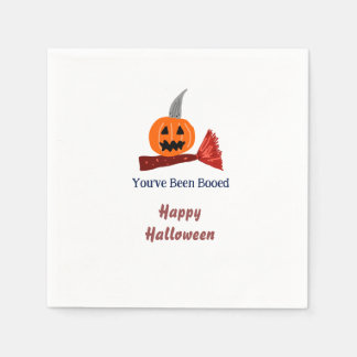 You've been Booed happy Halloween pumpink broom sc Napkin