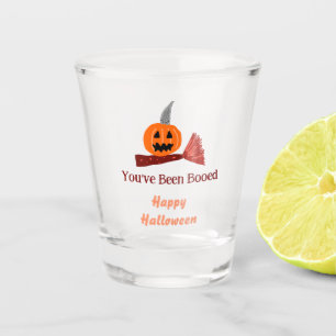 You've been Booed happy Halloween pumpink broom sc Shot Glass