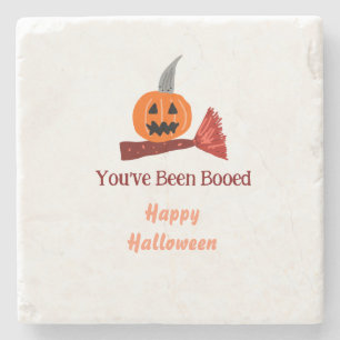 You've been Booed happy Halloween pumpink broom sc Stone Coaster