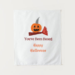 You've been Booed happy Halloween pumpink broom sc Tapestry